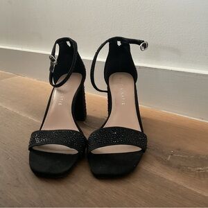 KELLY & KATIE - Black rhinestone block heel